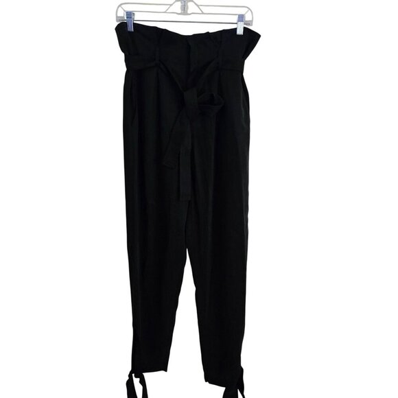 Reformation Avalon Pant Tie Ankle Paperbag Waist Black Size 8 - Picture 2 of 13